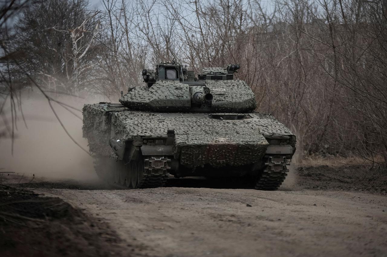 FILE PHOTO: A Ukrainian CV-90 infantry fighting vehicle is driven near the frontline town of Chasiv Yar