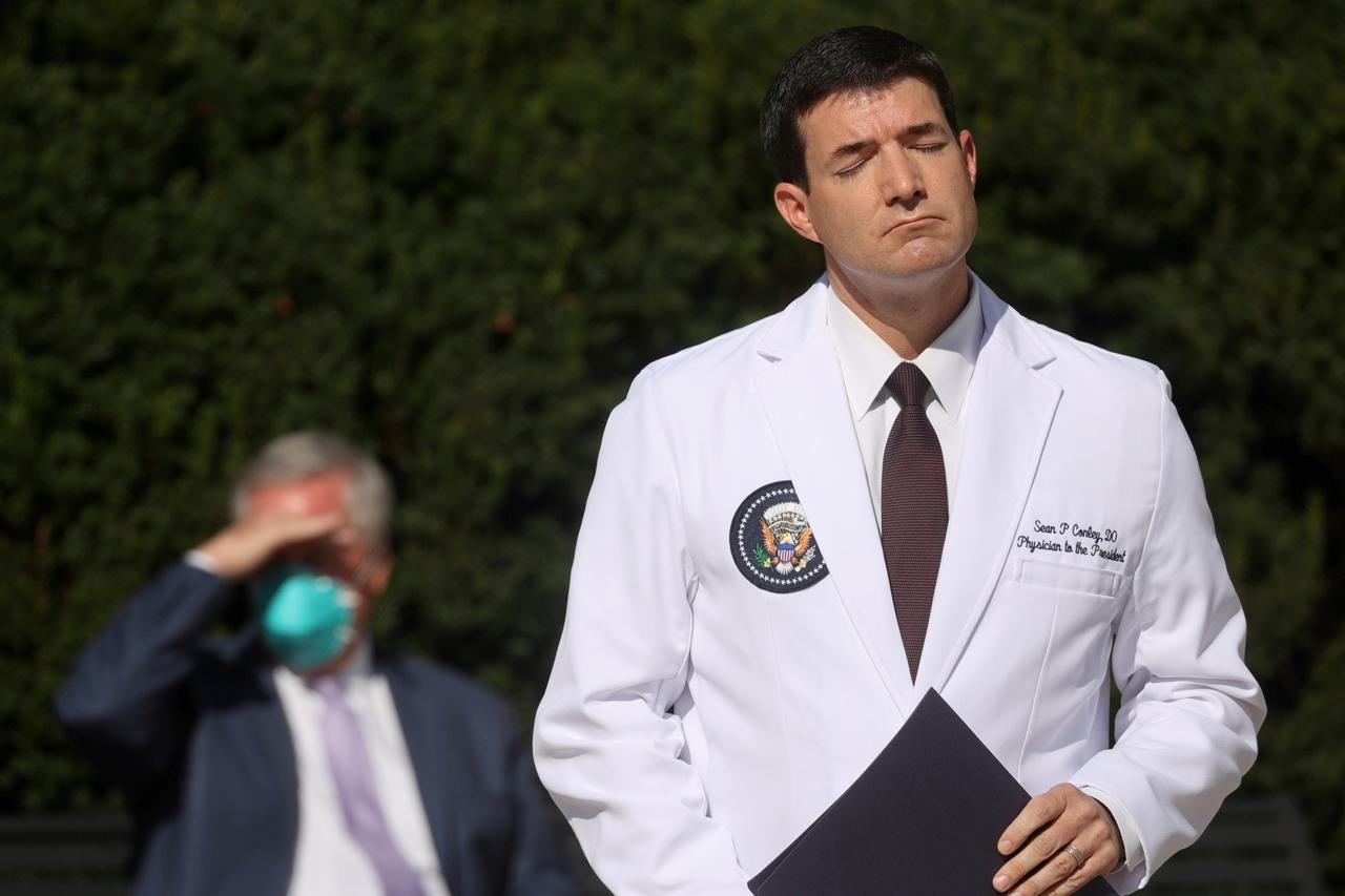 Doctors hold news conference about U.S. President Trump's health outside Walter Reed National Military Medical Center in Bethesda, Maryland