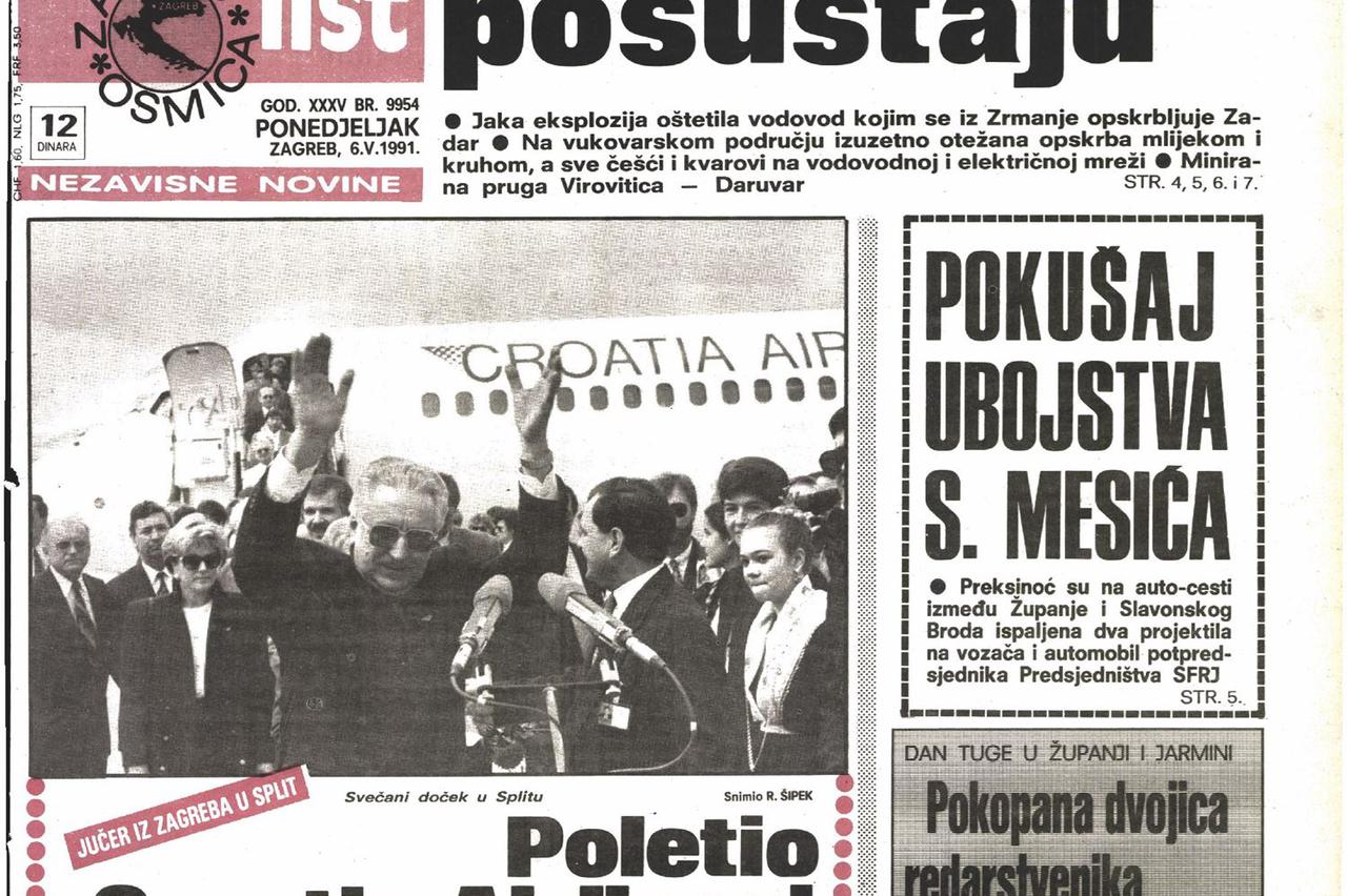 Ratne 1991. iz Zagreba za Split poletio je prvi zrakoplov Croatia Airlinesa