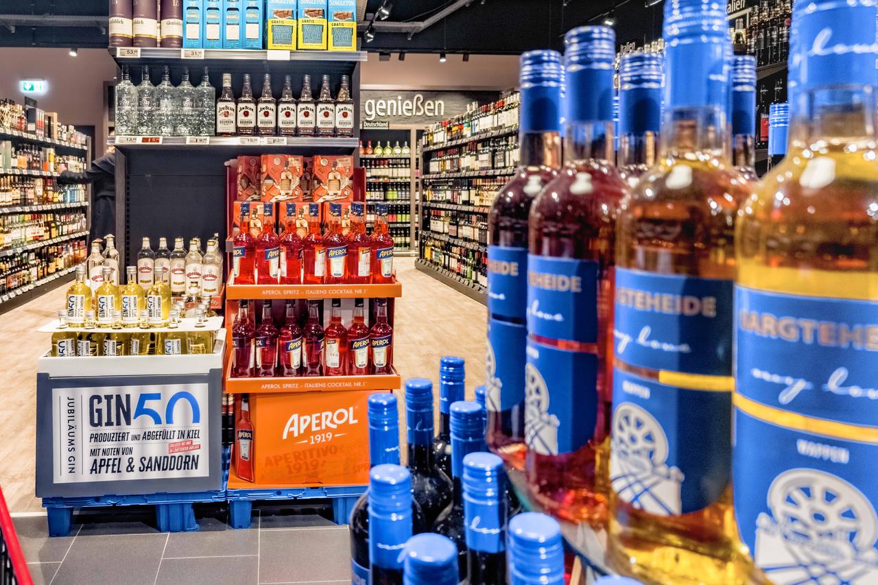 Alcohol department in the supermarket