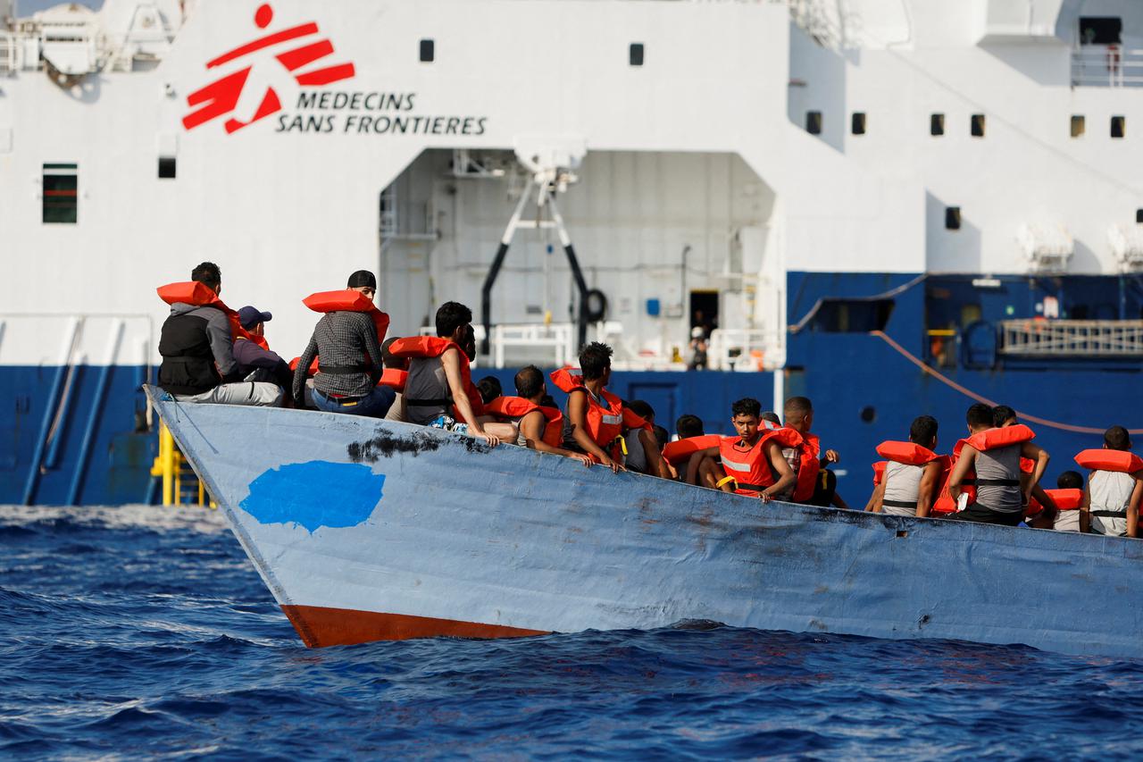 FILE PHOTO: MSF ship Geo Barents rescues migrants off the Libyan coast in the central Mediterranean Sea
