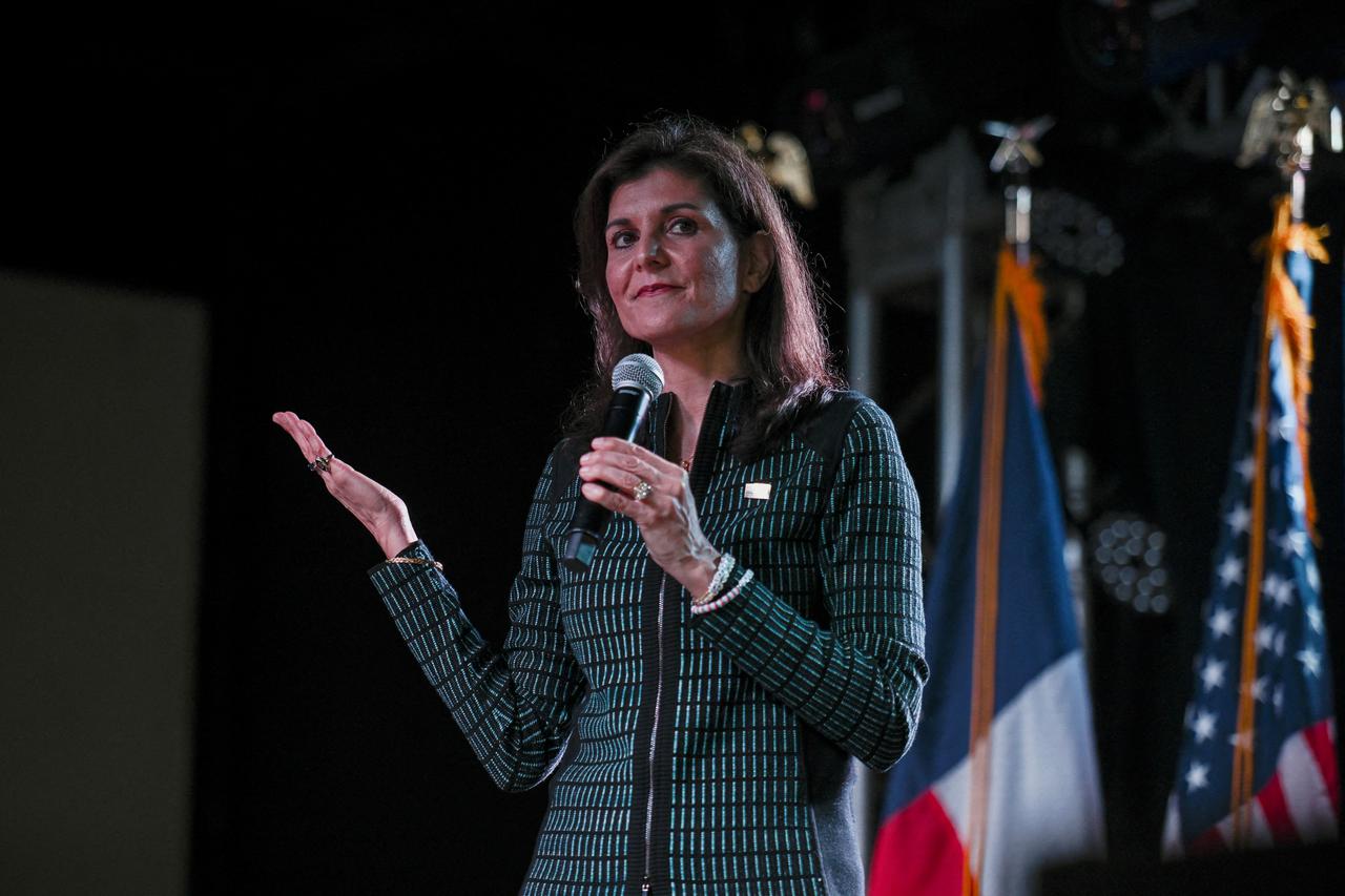 FILE PHOTO: Republican presidential candidate Nikki Haley hosts a campaign event in Houston
