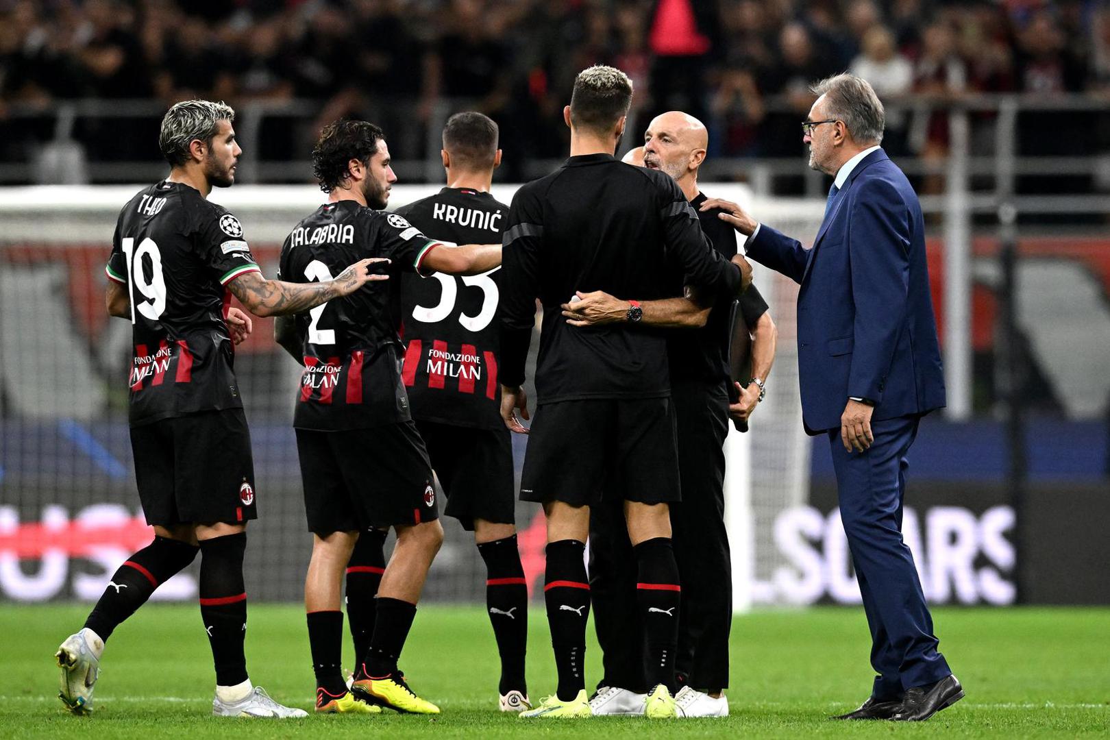 14.09.2022., stadion San Siro, Milano - UEFA Liga prvaka, 2. kolo, skupina E, AC Milan - GNK Dinamo. Ante Cacic, Stefano Pioli Photo: Marko Lukunic/PIXSELL