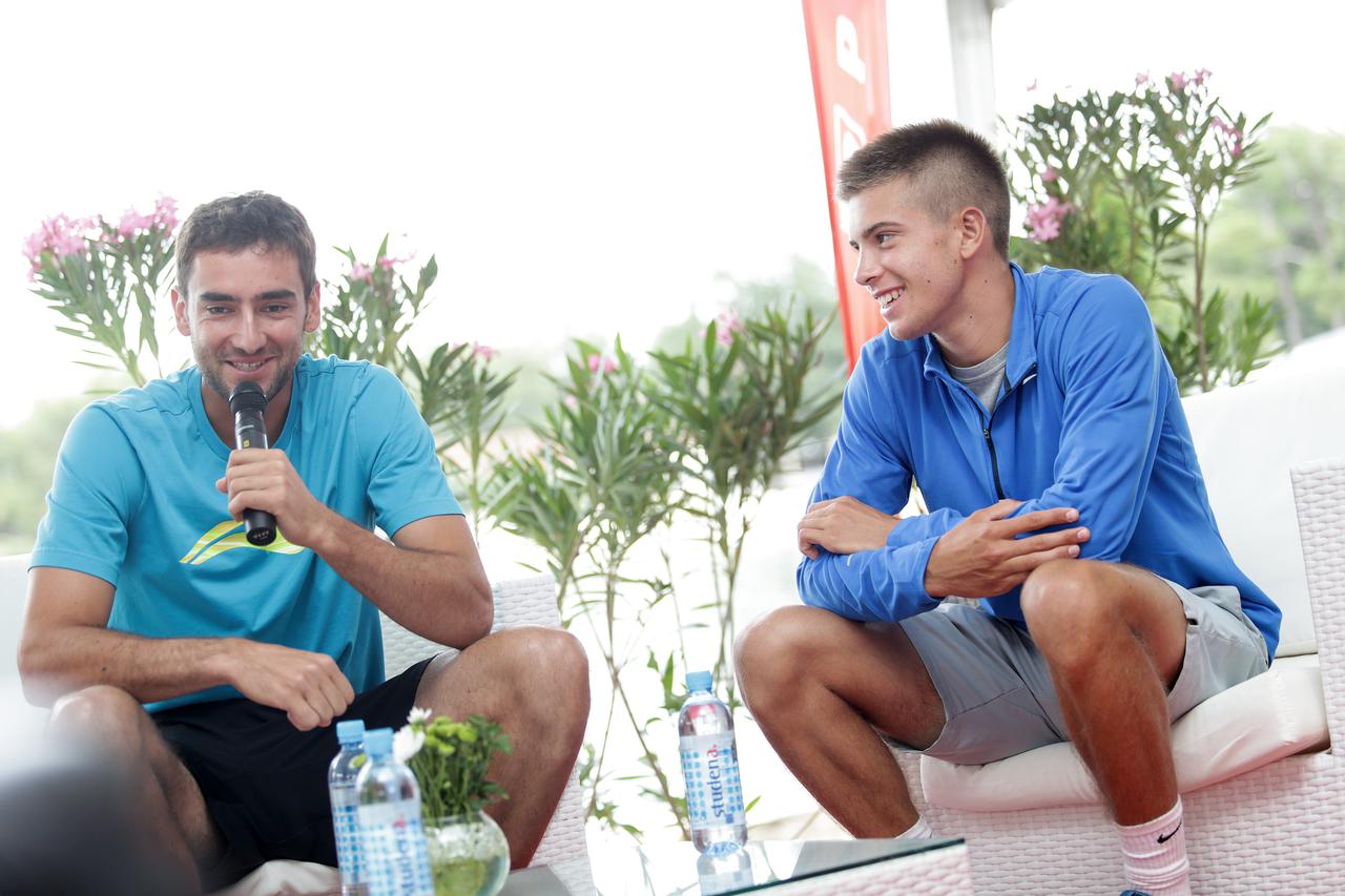 22.07.2014., Umag - 25. Vegeta Croatia Open. Antonija Mandic u Celebrity stageu ugostila tenisace Marina Cilica i Bornu Corica.  Photo: Petar Glebov/PIXSELL