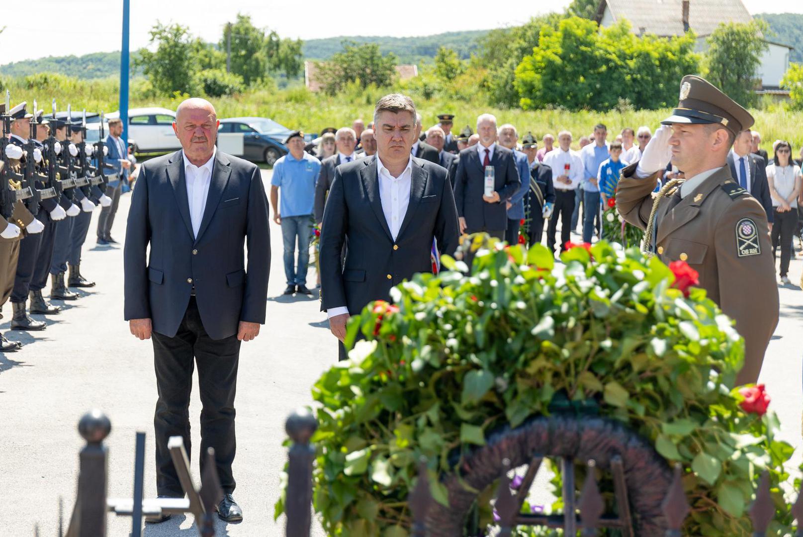 13.06.2022., Pozega - Predsjednik Republike i vrhovni zapovjednik Oruzanih snaga Republike Hrvatske sudjelova je na obiljezavanju 32. obljetnice ustrojavanja 63. „A“ samostalne gardijske bojne Zbora narodne garde Pozege i Dana hrvatskih branitelja grada Pozege. Tim povodom Predsjednik Republike urucio je odlikovanja pripadnicima 63. „A“ samostalne gardijske bojne ZNG-a . Photo: Davor Javorovic/PIXSELL