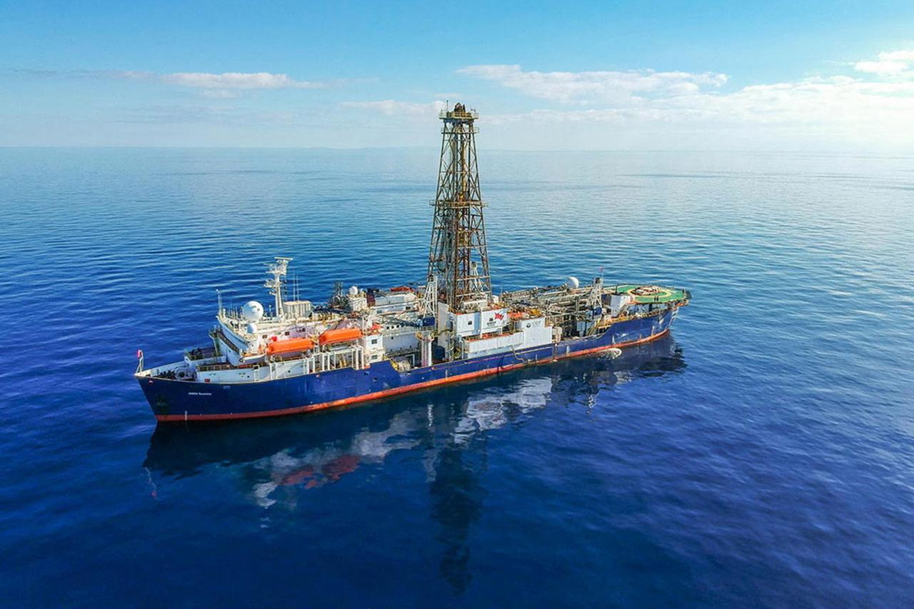 Ocean drilling vessel Joides Resolution in the Aegean Sea