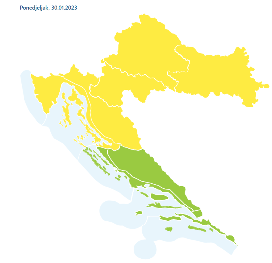 Upozorenja DHMZ-a za 30.1.