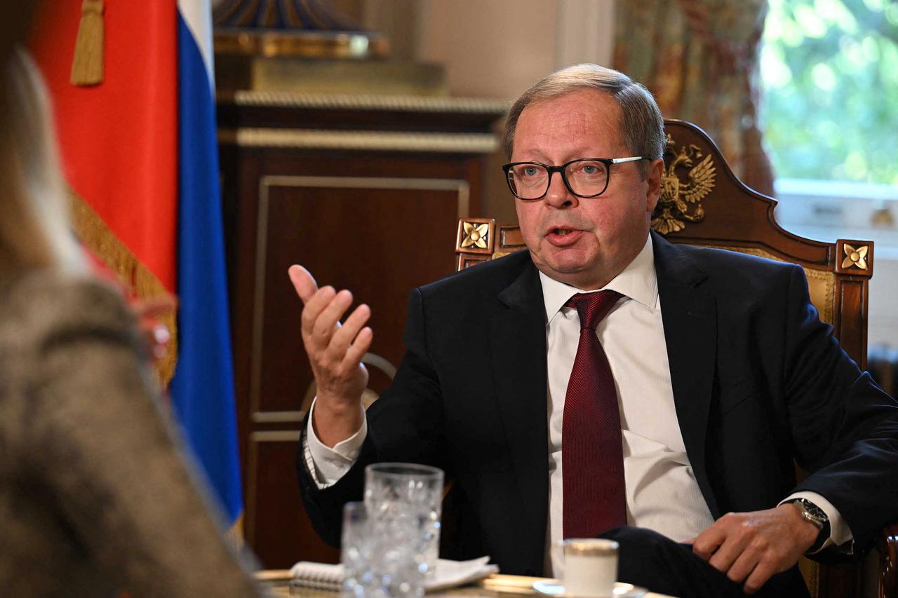 Russia's Ambassador to Britain Andrei Kelin, takes part in an interview for 'Sunday with Laura Kuenssberg' in London