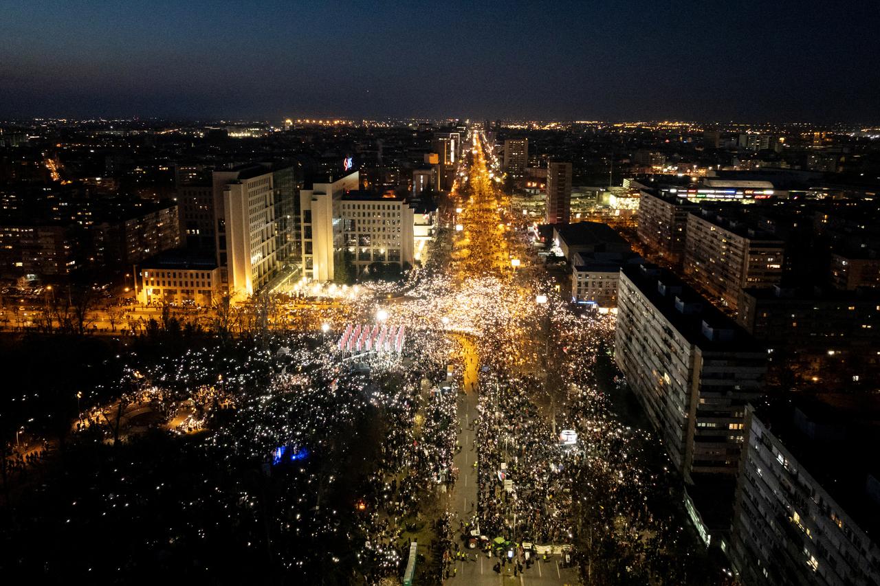 Anti government protest over the fatal railway station roof collapse in Novi Sad