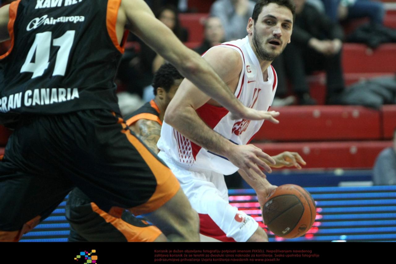 '01.02.2011., Kosarkaski centar Drazen Petrovic, Savska 30, Zagreb - Eurokup, skupina I, 3. kolo, Cedevita - Gran Canaria. Vedran Vukusic.  Photo: Petar Glebov/PIXSELL'