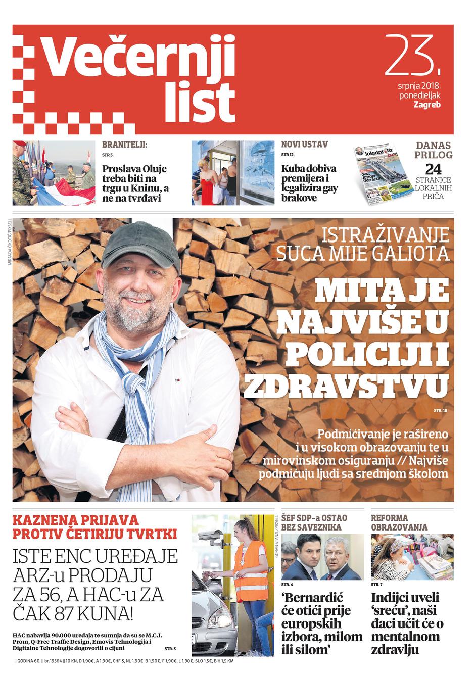 Naslovnica 23. 7. 2018.