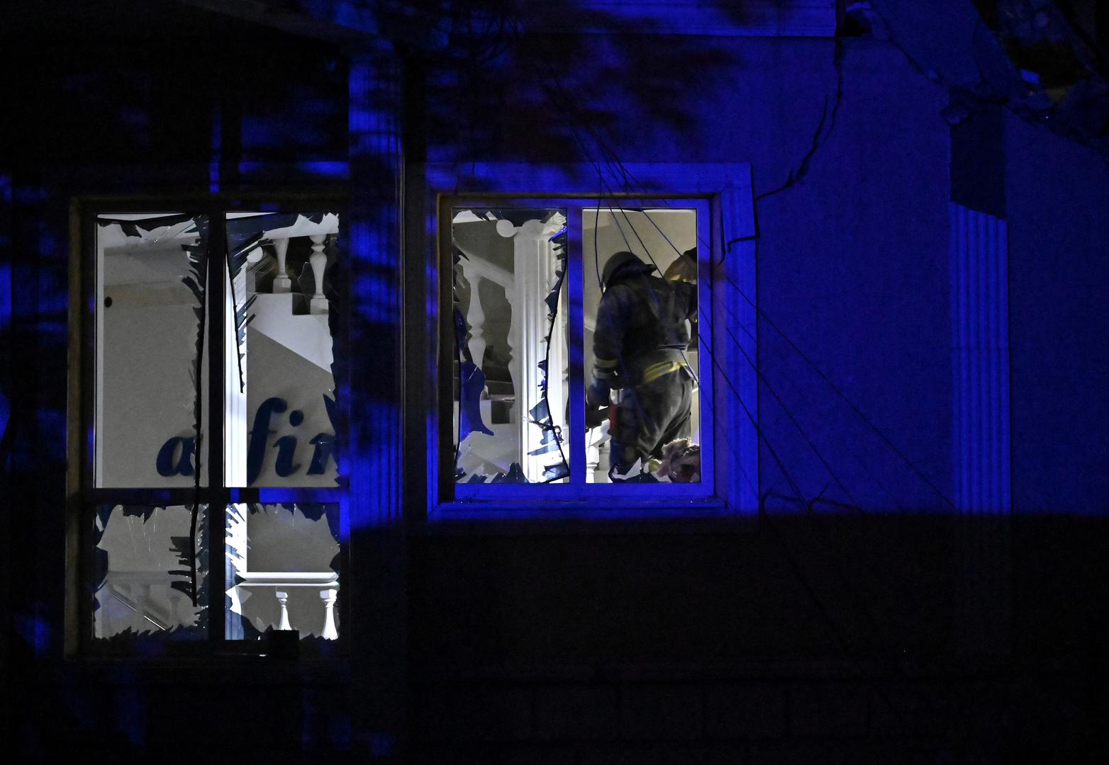 Ukrainian emergency services conduct a search and rescue operation among the rubble of a destroyed hotel following a Russian strike in the town of Kramatorsk on August 24, 2024, amid the Russian invasion of Ukraine. A nighttime Russian strike on a hotel in the eastern Ukrainian city of Kramatorsk wounded two journalists, while a third was missing in the rubble, authorities said Sunday. Vadym Filashkin, head of the Donetsk regional government, said the journalists were British, US and Ukrainian nationals and that a search operation was underway for the missing journalist.   GENYA SAVILOV/Pool via REUTERS Photo: GENYA SAVILOV/REUTERS