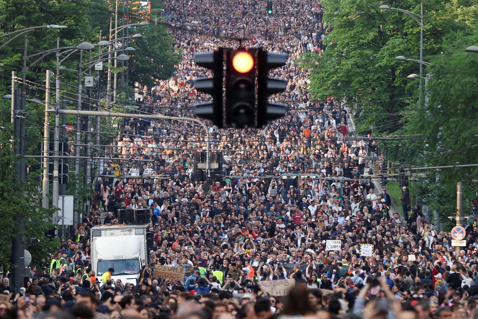 Serbia's main opposition parties protest against violence and in reaction to the two mass shootings in the same week, that have shaken the country, in Belgrade, Serbia, May 19, 2023. REUTERS/Marko Djurica Photo: MARKO DJURICA/REUTERS