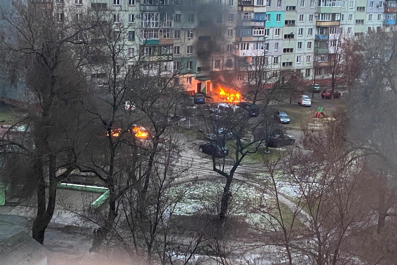 FILE PHOTO: An aerial view shows a residential building destroyed by shelling in Borodyanka