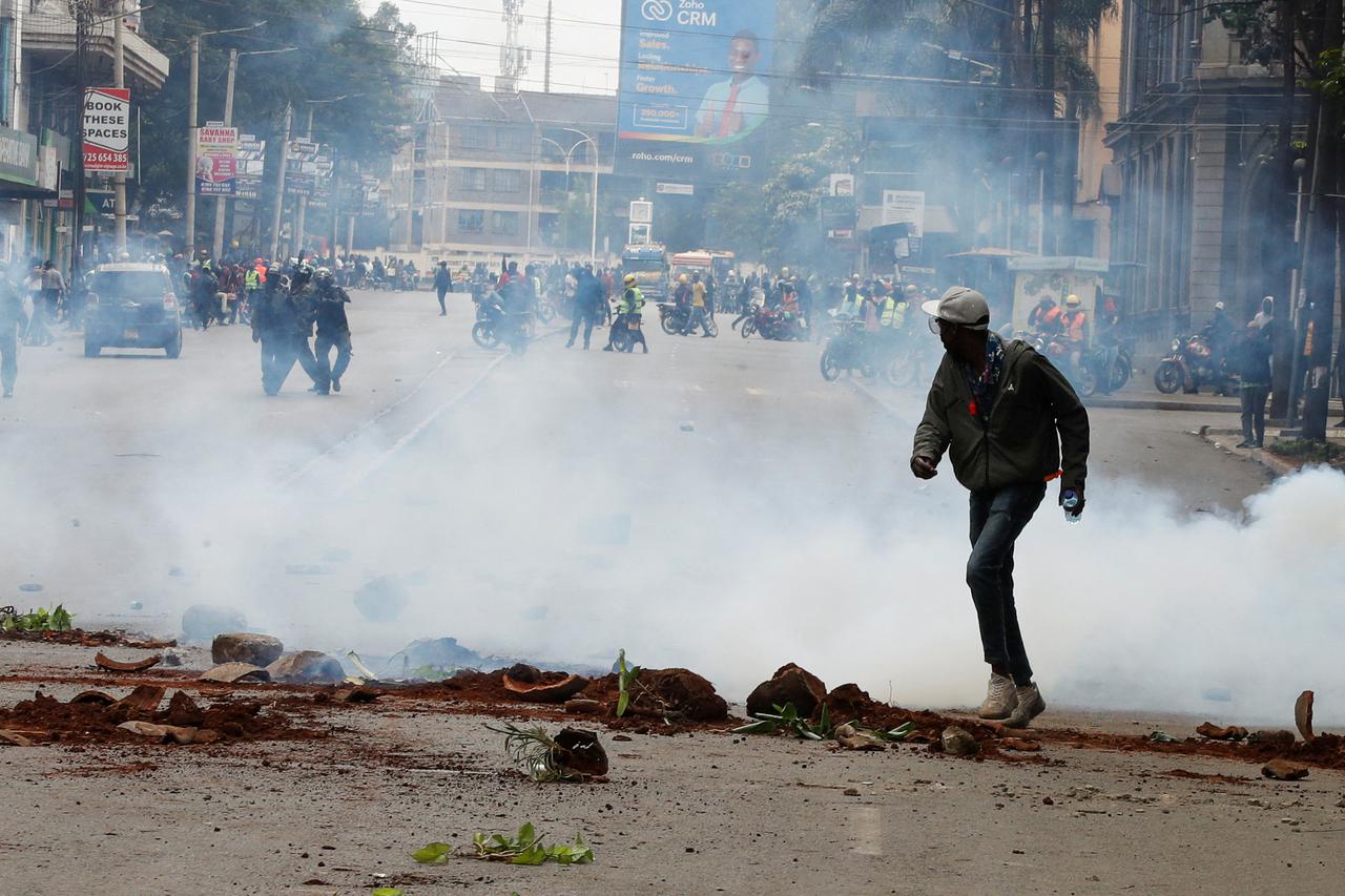 People protest against Kenya's proposed finance bill 2024/2025, in Nairobi