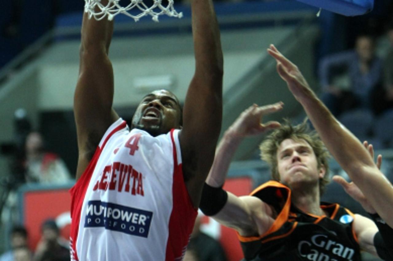 \'01.02.2011., Kosarkaski centar Drazen Petrovic, Savska 30, Zagreb - Eurokup, skupina I, 3. kolo, Cedevita - Gran Canaria. Corsley Edwards.   Photo: Petar Glebov/PIXSELL\'