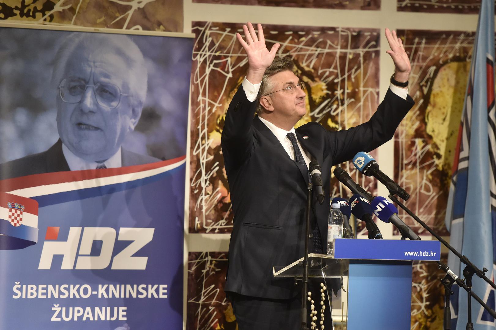 09.03.2024., Sibenik - Premijer i predsjednik stranke Andrej Plenkovic sudjelovao je na svecanom obiljezavanju 34.obljetnice HDZ-a Sibensko-kninske zupanije i grada Sibenika.  Photo: Hrvoje Jelavic/PIXSELL