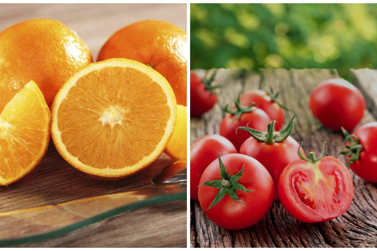 Naranče i rajčice kolaž