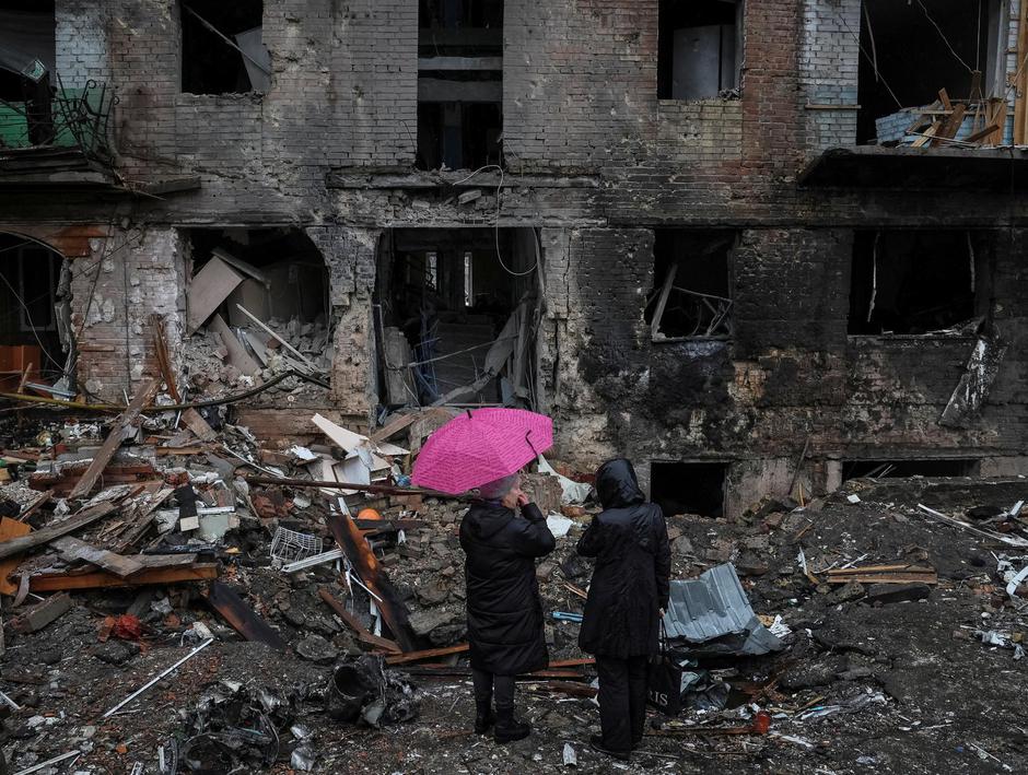 A site of residential buildings destroyed by a Russian missile attack in Vyshhorod