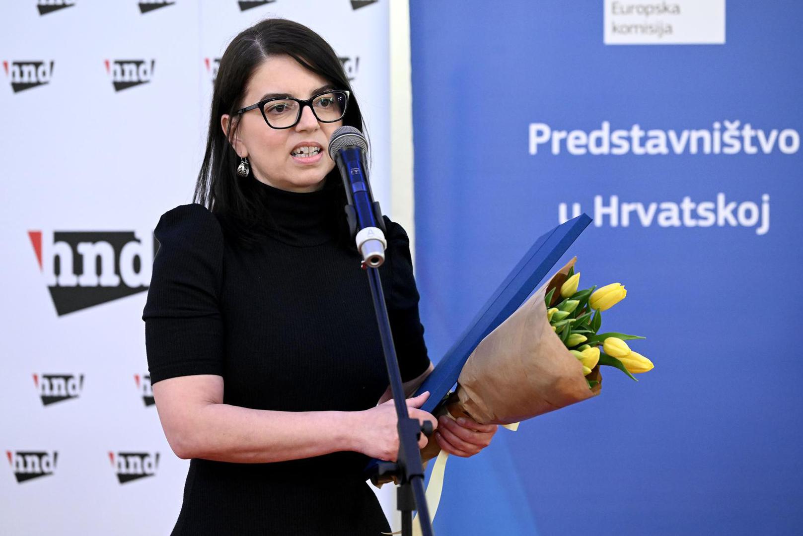 08.05.2023., Zagreb - U Novinarskom domu odrzala se svecana dodjela Nagrade Europa, koja ce se odrzati ususret Danu Europe. Irena Frlan Photo: Marko Lukunic/PIXSELL