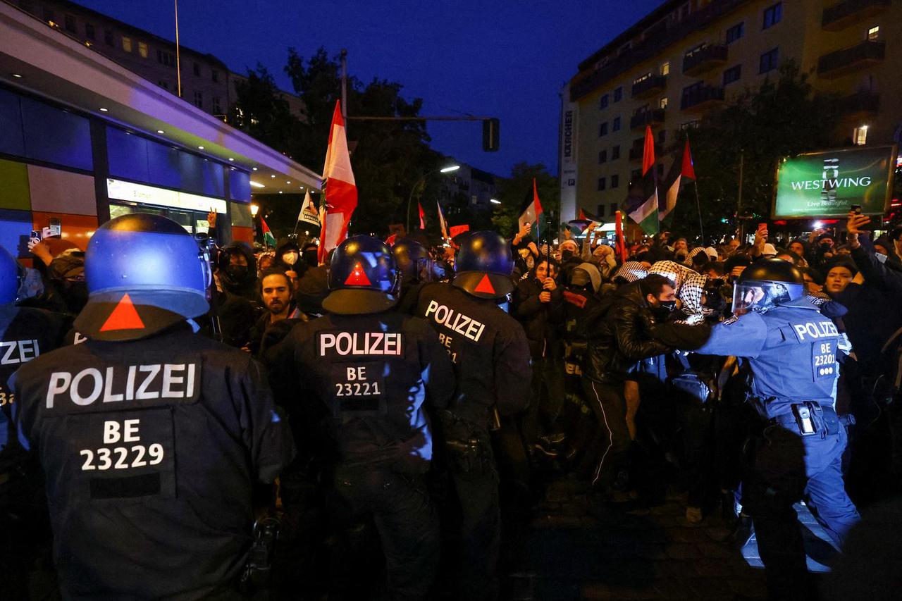 Demonstration in support of Palestinians on the one-year anniversary of Hamas' October 7 attack, in Berlin