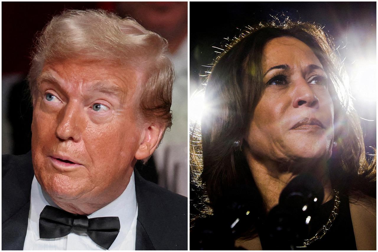 FILE PHOTO: Republican presidential nominee and former U.S. President Donald Trump and Democratic presidential nominee and U.S. Vice President Kamala Harris