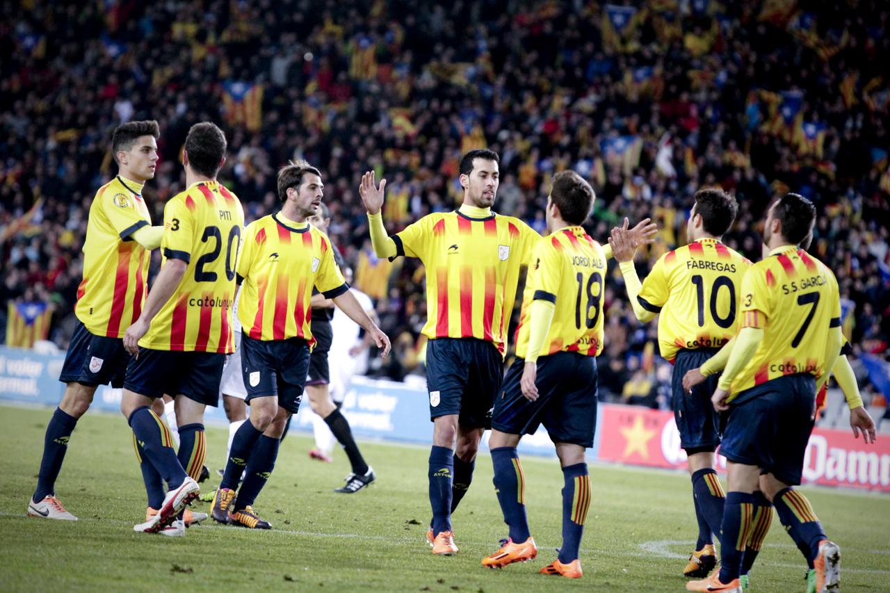 Catalonia national team vs Cape Verde national team. Friendly match. Catalonia beats 4-1 Cape Verde at Lluis Companys Olympic  in Barcelona, Spain.Catalonia national team vs Cape Verde national team. Friendly match. Catalonia beats 4-1 Cape Verde at Lluis