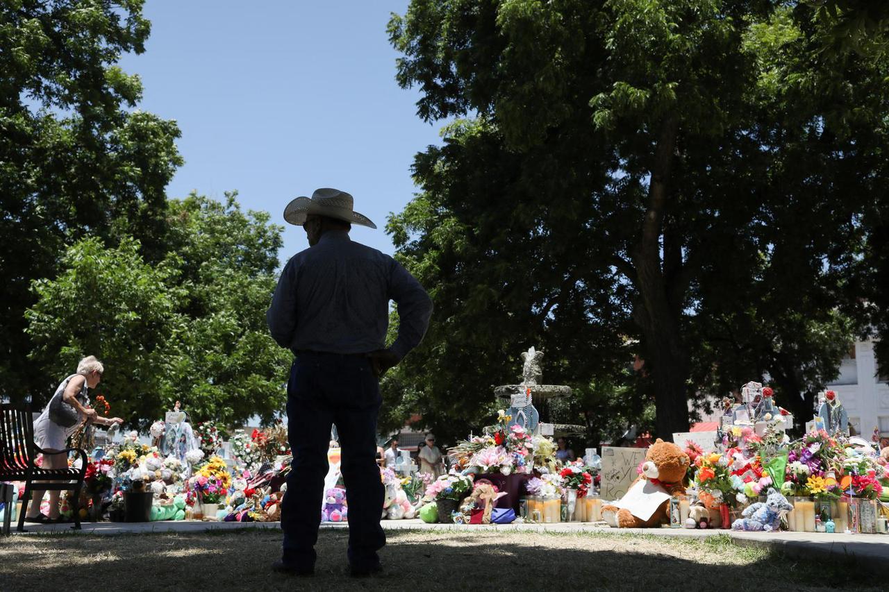 View of the memorial for victims of the Uvalde school shooting