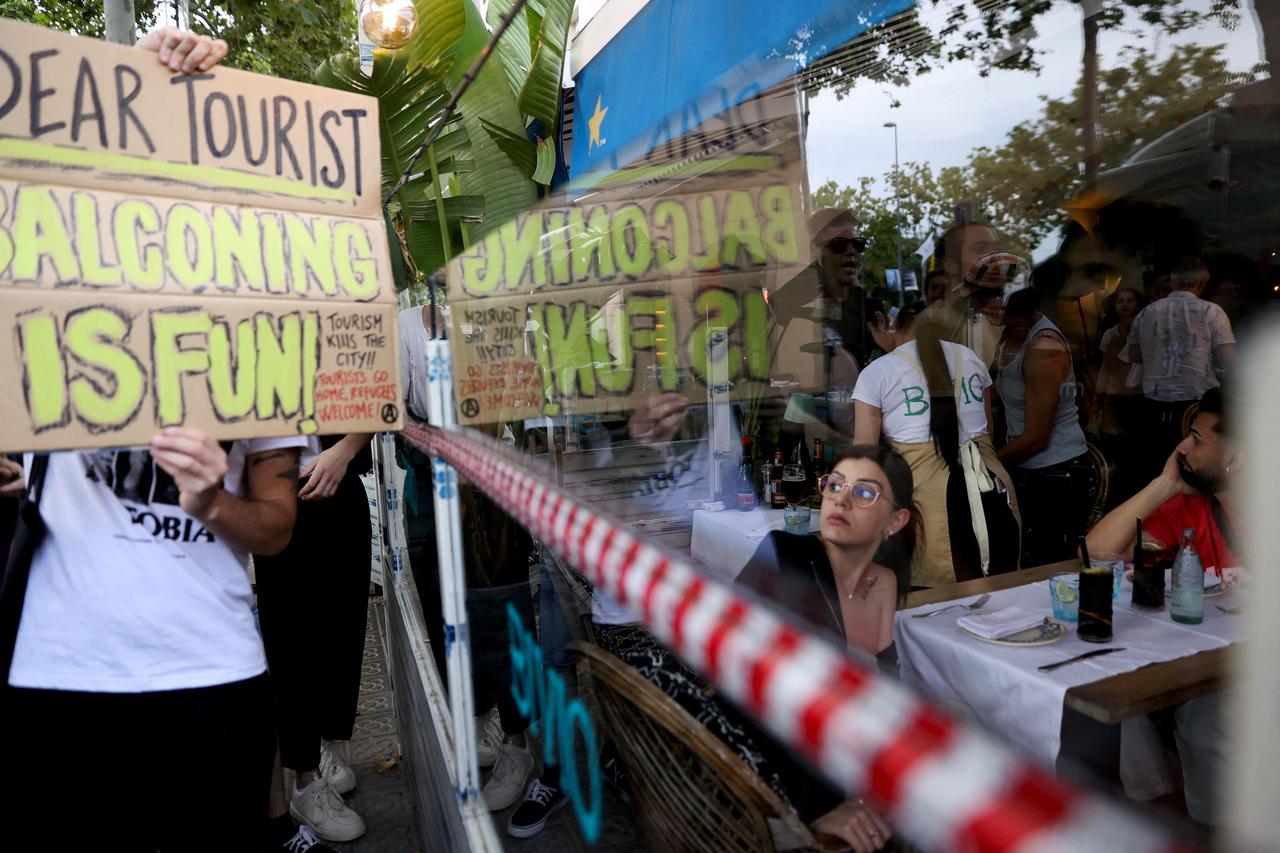 People protest against mass tourism in Barcelona