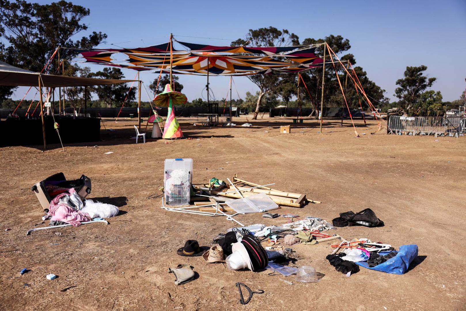 The personal belongings of festival-goers are seen at the site of an attack on the Nova Festival by Hamas gunmen from Gaza, near Israel's border with the Gaza Strip, in southern Israel, October 12, 2023. REUTERS/Ronen Zvulun Photo: RONEN ZVULUN/REUTERS