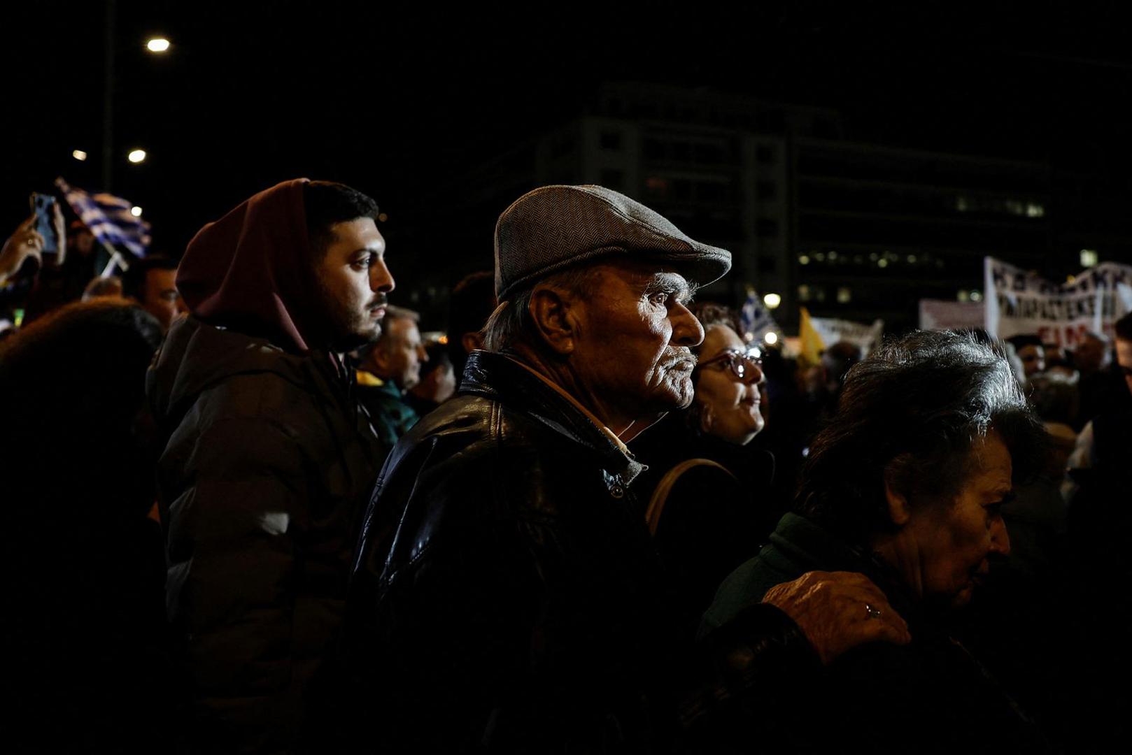Greek farmers, with their tractors, protest in front of the Greek parliament over rising energy costs and competition from imports, in Athens, Greece, February 20, 2024. REUTERS/Louisa Gouliamaki Photo: LOUISA GOULIAMAKI/REUTERS