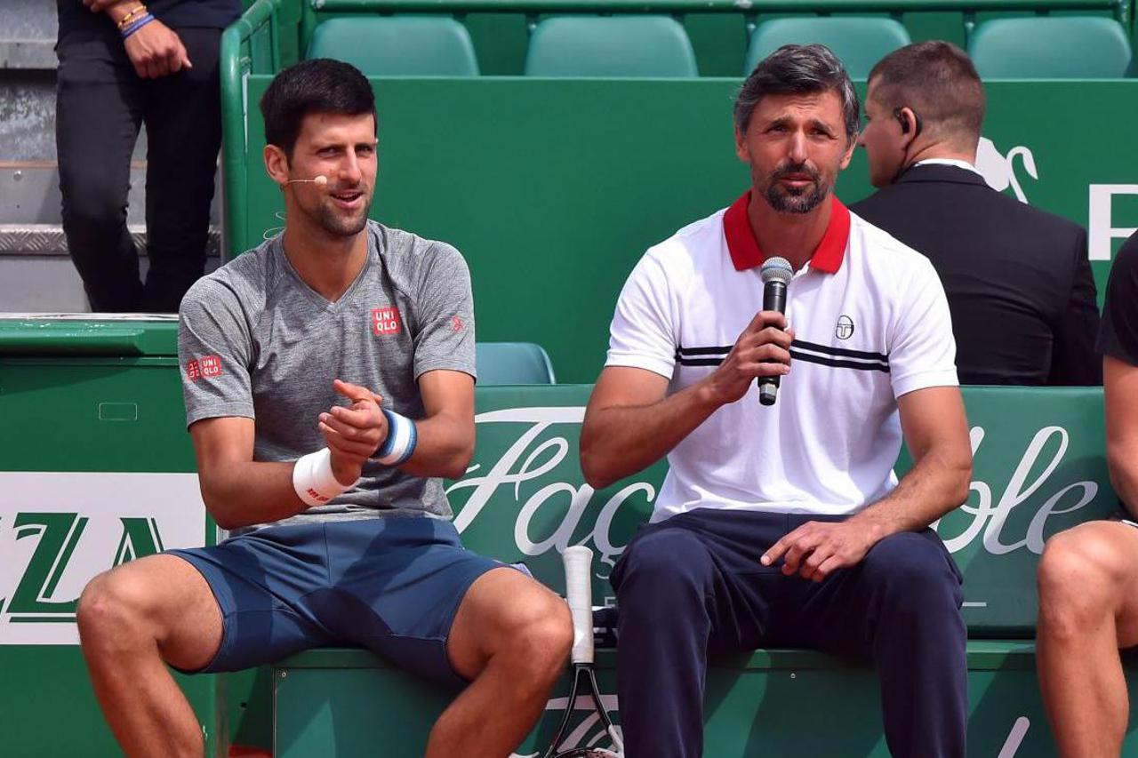 Match d'exhibition de tennis au profit de l'Association Mondiale des Amis de l'Enfance (A.M.A.D.E) à l'occasion du coup d'envoi de la 111ème édition du Monte Carlo Rolex Masters sur le court central Rainier III à Roquebrune-Cap-Martin