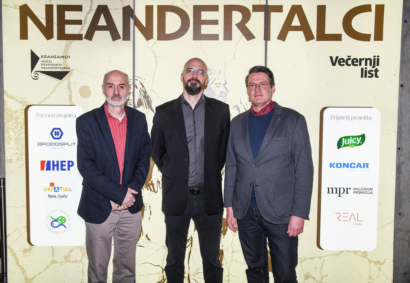 27.02.2023., Krapina -  Premijera filma "Neandertalci" u produkciji Vecernjeg lista u Muzeju krapinskih neandertalaca. Ivor Karavanic, Marin Penavic, Ivor Jankovic Photo: Josip Regovic/PIXSELL