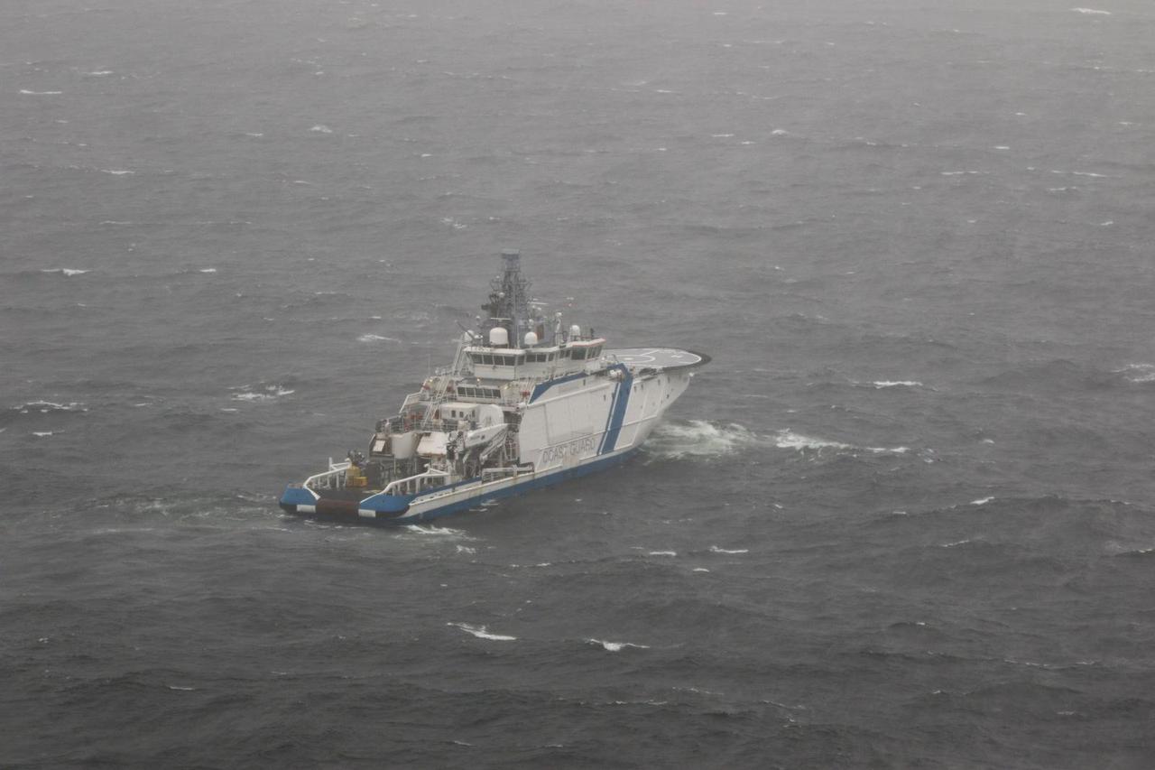 Finnish Border Guard's offshore patrol vessel Turva guarding near the place where damaged Balticconnector gas pipeline is pinpointed at the Gulf of Finland