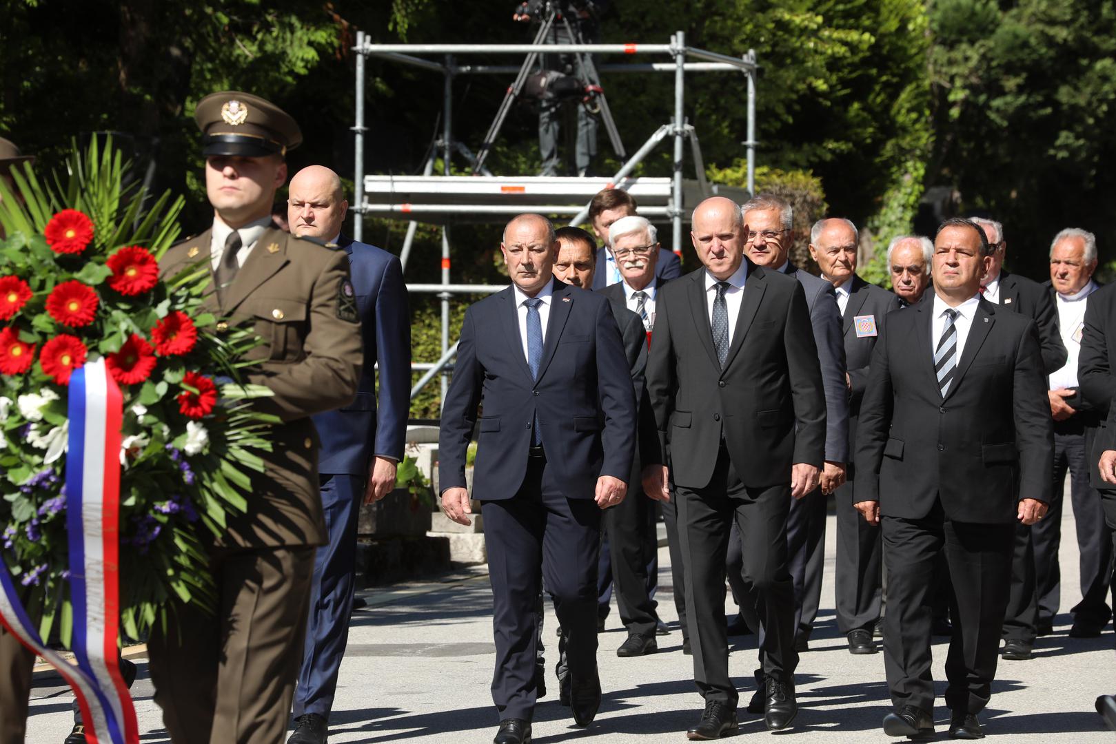 18.05.2024., Zagreb - Komemoracija za zrtve Bleiburske tragedije i Kriznog odrzana je kod Sredisnjeg kriza na groblju Mirogoj. Ante Susnjar, Tomo Medved, Branko Bacic, Vili Beros Photo: Robert Anic/PIXSELL