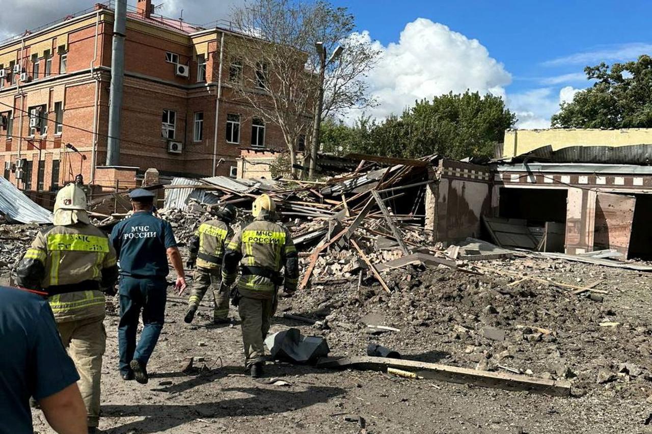 View of the site of the blast in the central of Taganrog