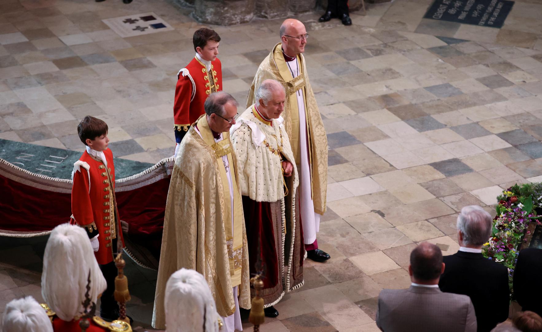 Britain's King Charles attends his coronation ceremony at Westminster Abbey, in London, Britain May 6, 2023. REUTERS/Phil Noble/Pool Photo: Phil Noble/REUTERS