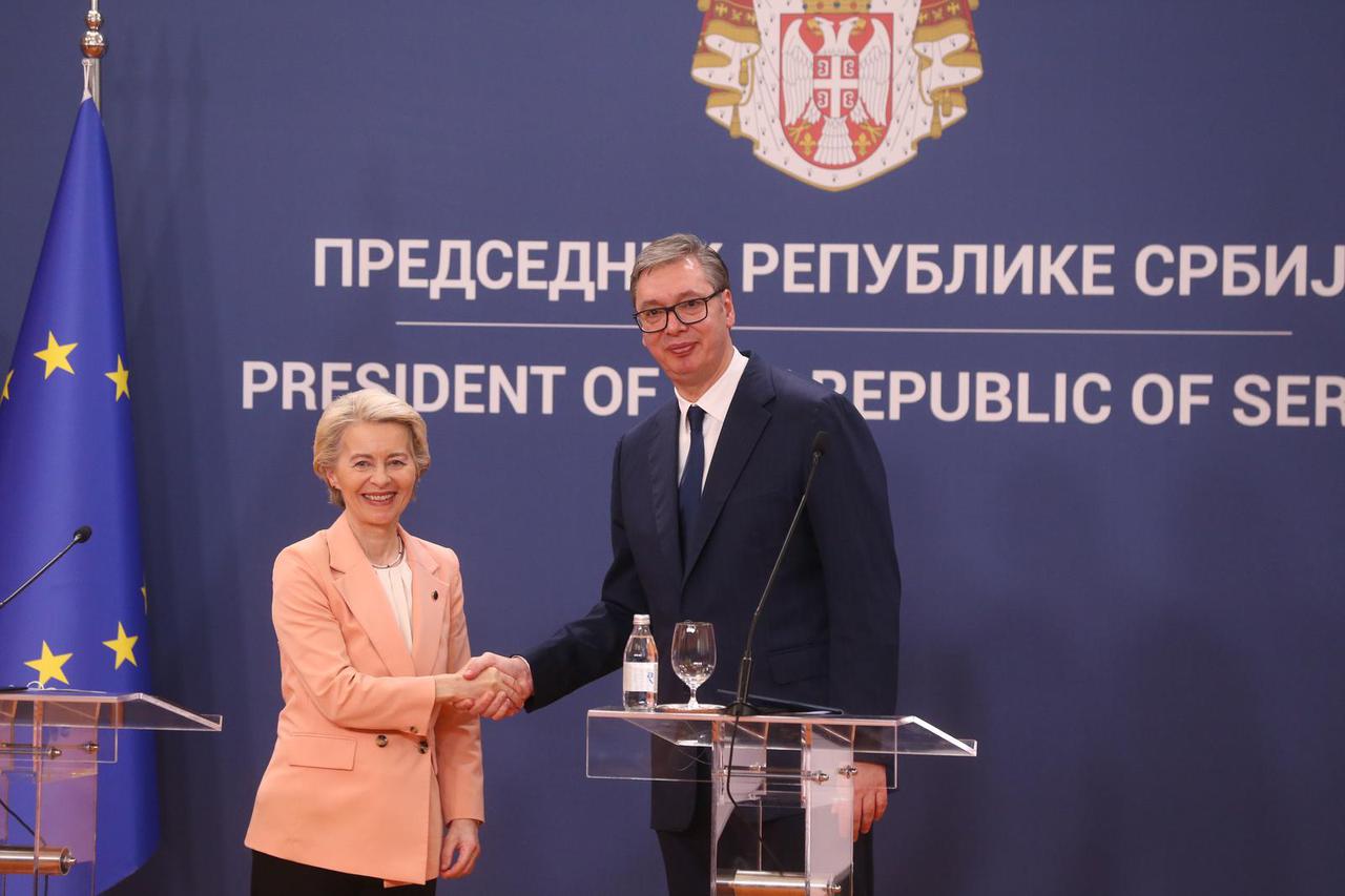 Beograd: Izjave za medije predsjednika Republike Srbije Aleksandra Vučića i predsjednice Europske komisije Ursule von der Leyen