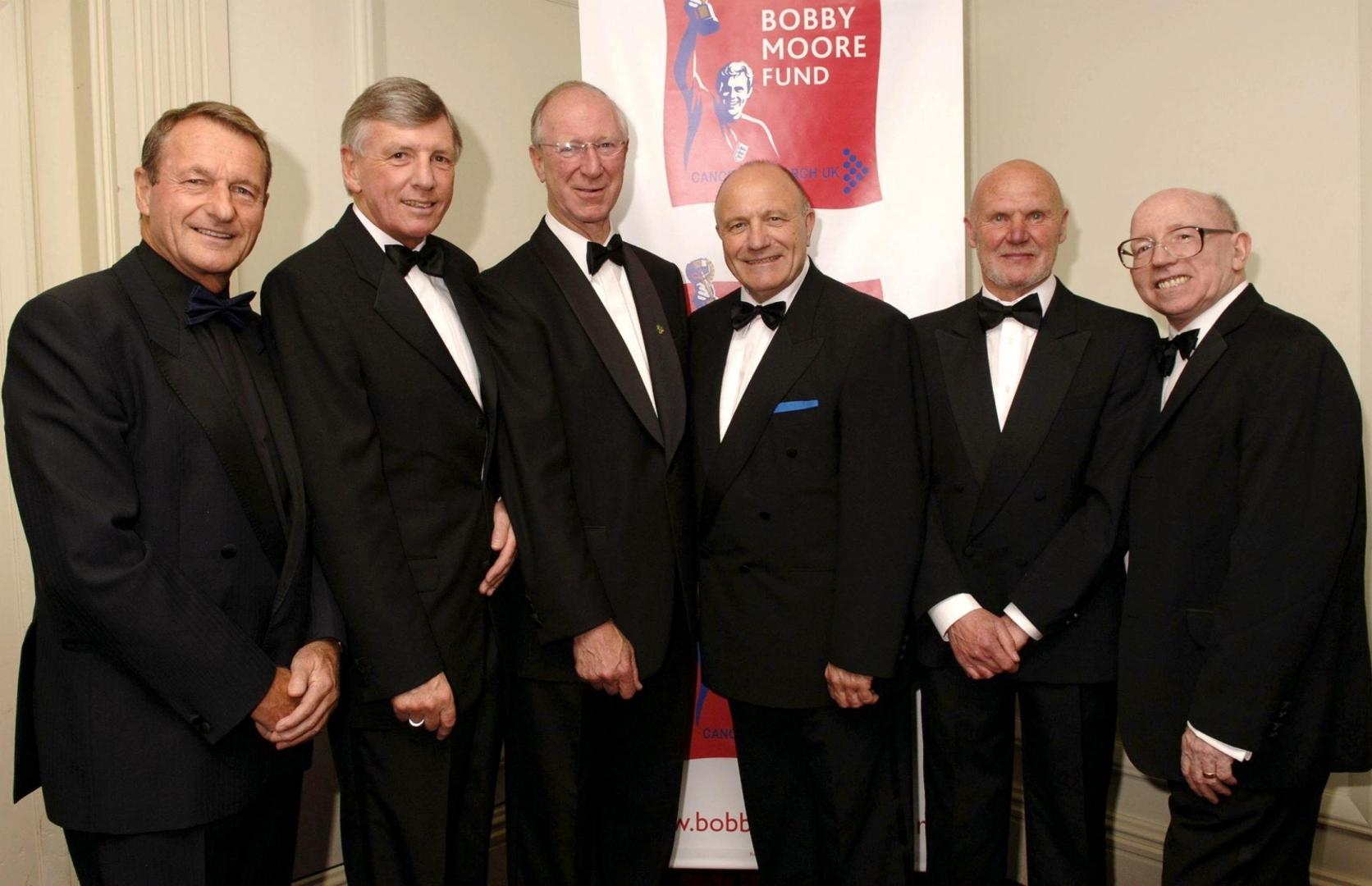 Nobby Stiles File Photo File photo dated 22-05-2006 of Member of the 1966 World Cup winning football team (Left to Right) Roger Hunt MBE, Martin Peters MBE, Sir Jack Charlton, George Cohen MBE, Ray Wilson MBE and Nobby Stiles MBE, attending the World Cup Fever charity dinner and auction - in aid of the Bobby Moore Fund for Cancer Research UK - at Grosvenor House hotel in central London. Yui Mok  Photo: PA Images/PIXSELL