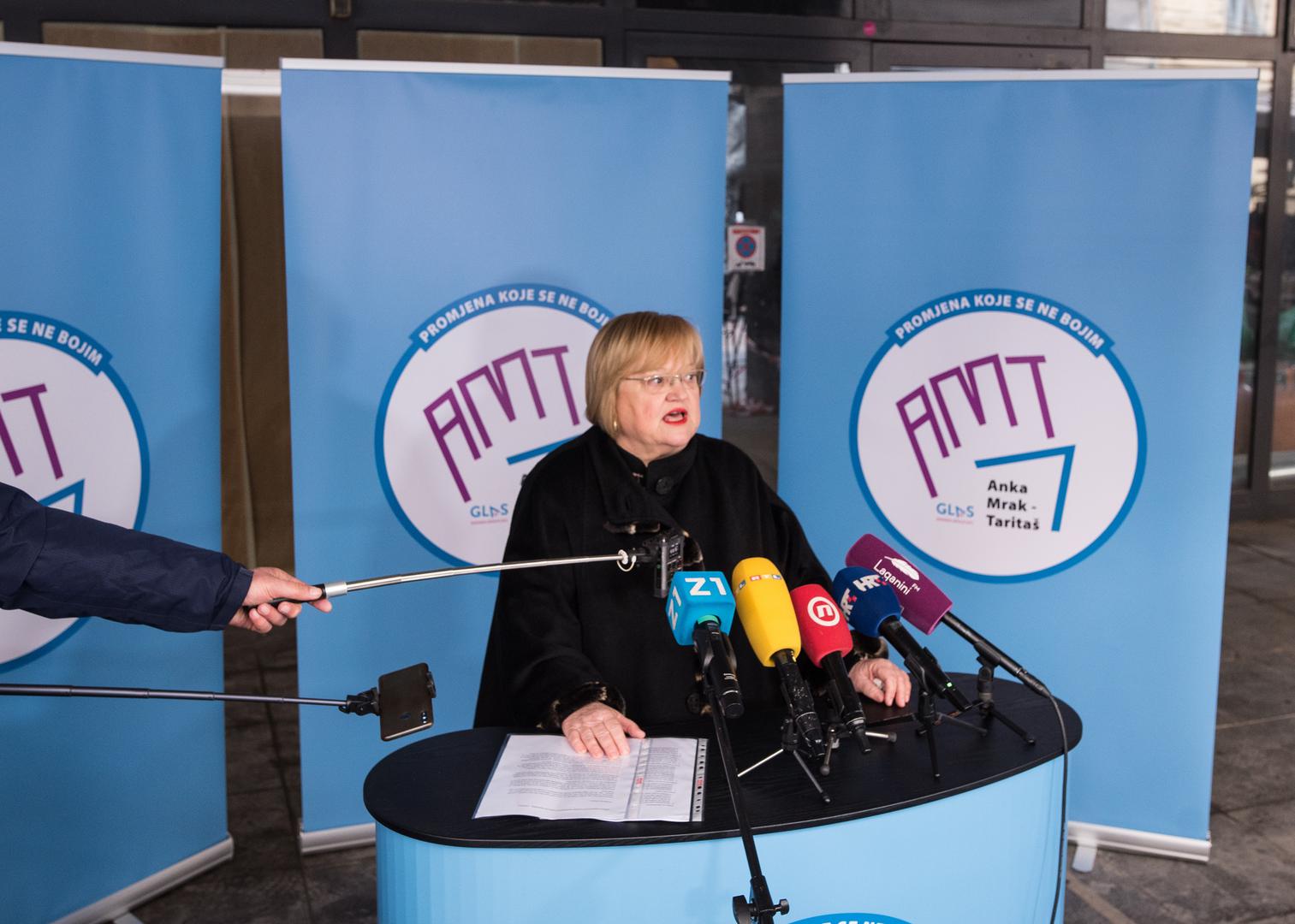 13.03.2021., Zagreb - Konferencija za medije predsjednice Glas-a Anke Mrak-Taritas na temu  "Izlazak na lokalne izbore u Gradu Zagrebu"

Photo: Bruno Fantulin/PIXSELL