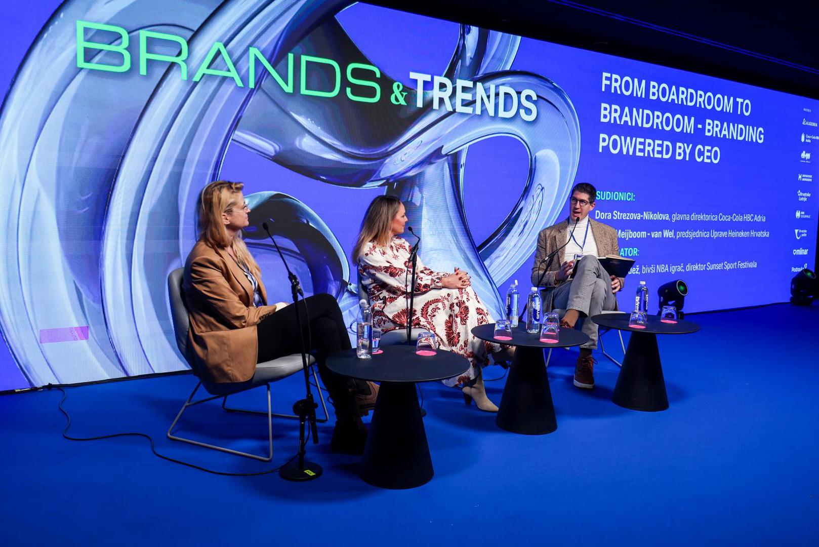 12.12..2024., Zagreb - Konferencija "Brands&Trends" u hotelu Zonar. Panel: From boardroom to brandroom - Branding powered by CEO. Panelisti: Dora Strezova-Nikolova, glavna direktorica Coca-Cola HBC Adria, Maud Meijboom - van Well, predsjednica Uprave HEINEKENA Hrvatska. Moderator: Damjan Rudez, bivsi NBA igrac, direktor Sunset Sport Festivala. Photo: Igor Kralj/PIXSELL