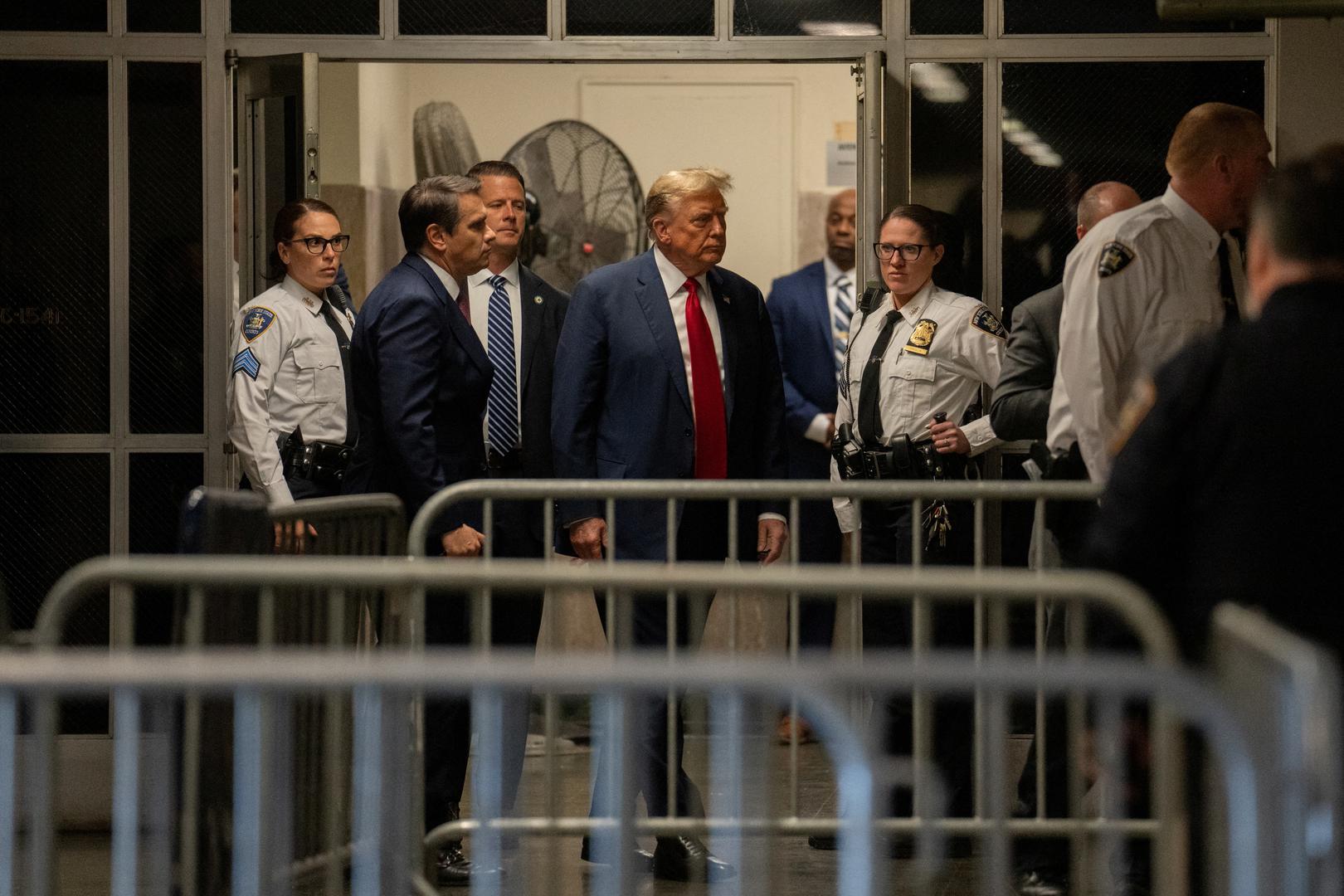 Former U.S. President Donald Trump returns from a break at Manhattan criminal court in New York, U.S., April 15, 2024. Jury selection begins Monday in Trump's criminal trial where he faces 34 felony counts of falsifying business records as part of an alleged scheme to silence claims of extramarital sexual encounters during his 2016 presidential campaign. Jeenah Moon/Pool via REUTERS Photo: JEENAH MOON/REUTERS