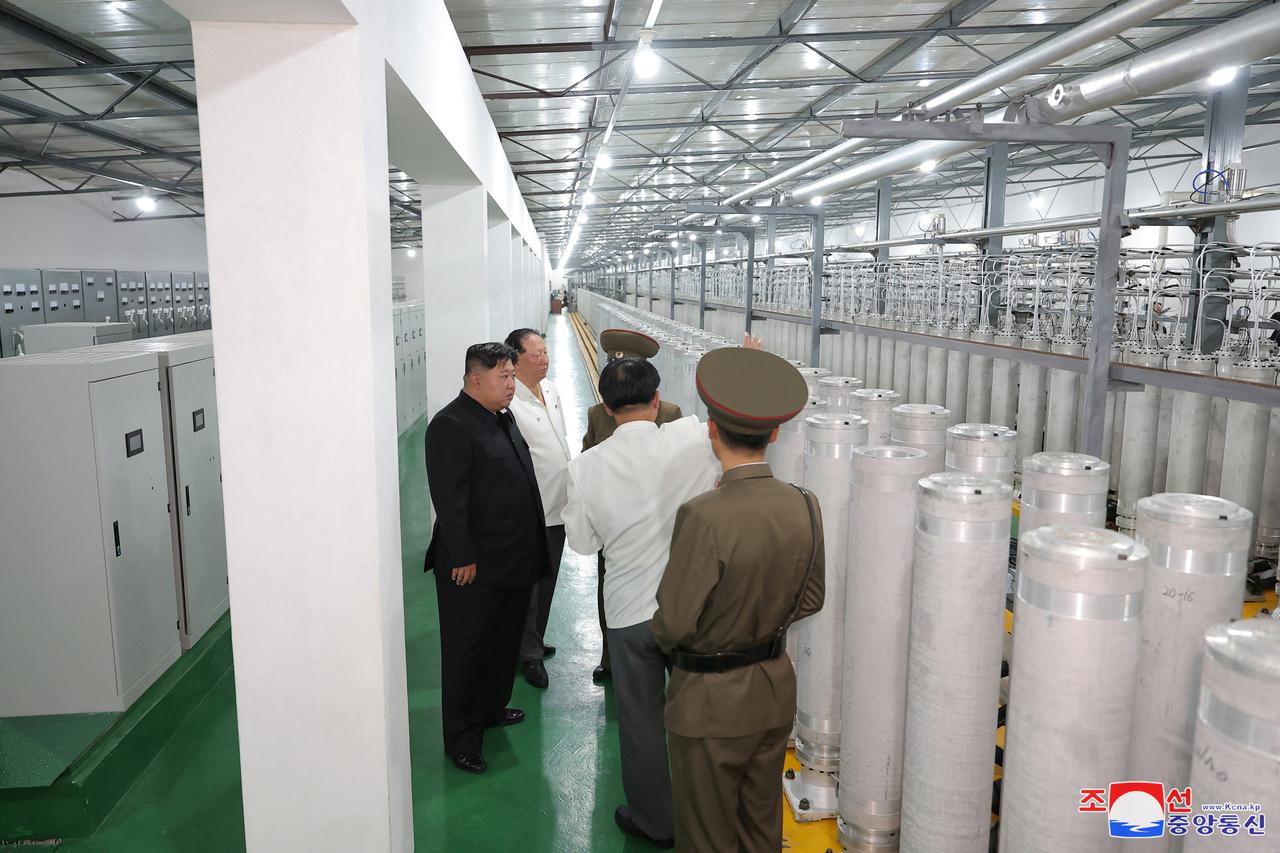 North Korean leader Kim Jong Un tours facilities during a visit to the Nuclear Weapons Institute and the production base of weapon-grade nuclear materials