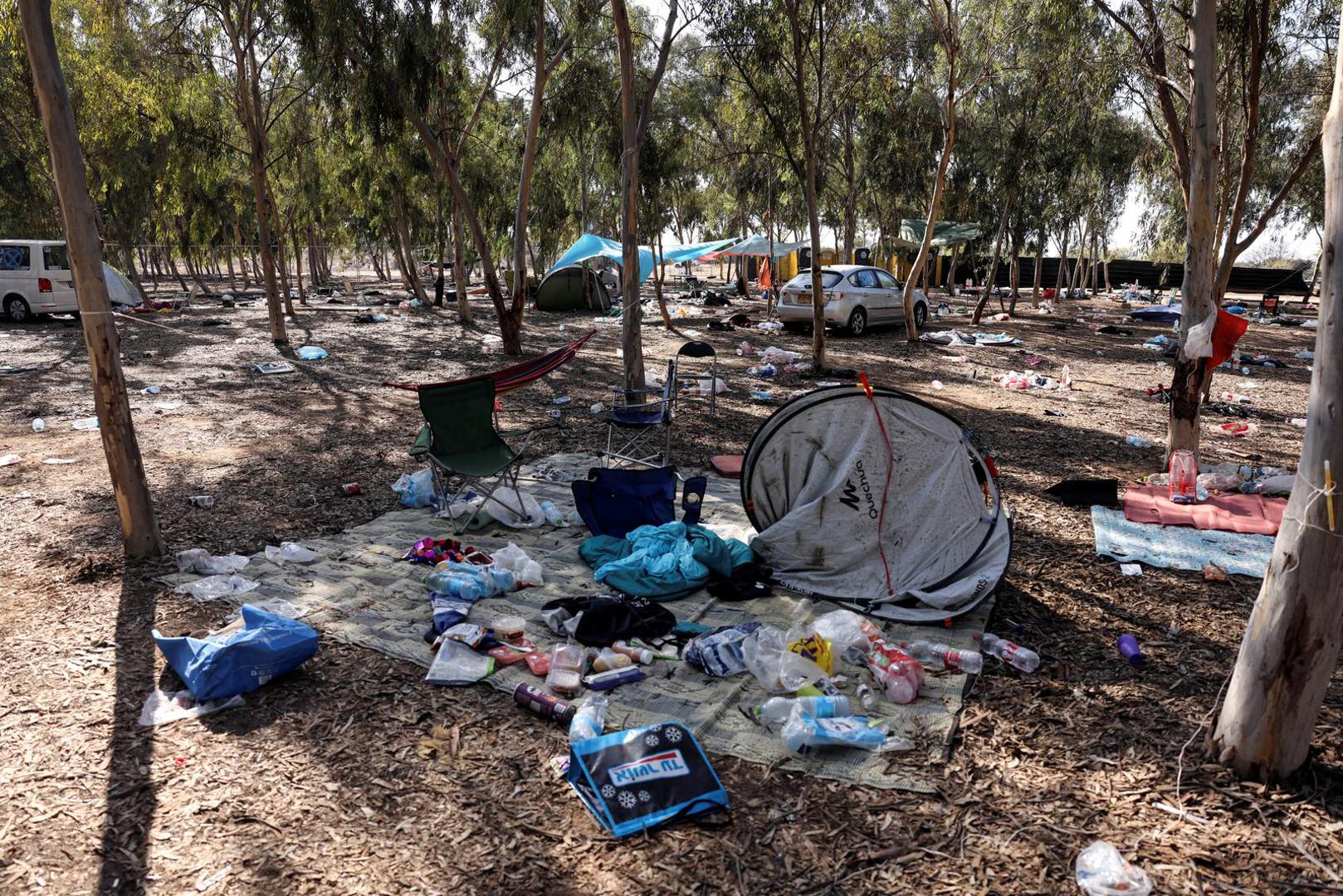 The personal belongings of festival-goers are seen at the site of an attack on the Nova Festival by Hamas gunmen from Gaza, near Israel's border with the Gaza Strip, in southern Israel, October 12, 2023. REUTERS/Ronen Zvulun Photo: RONEN ZVULUN/REUTERS