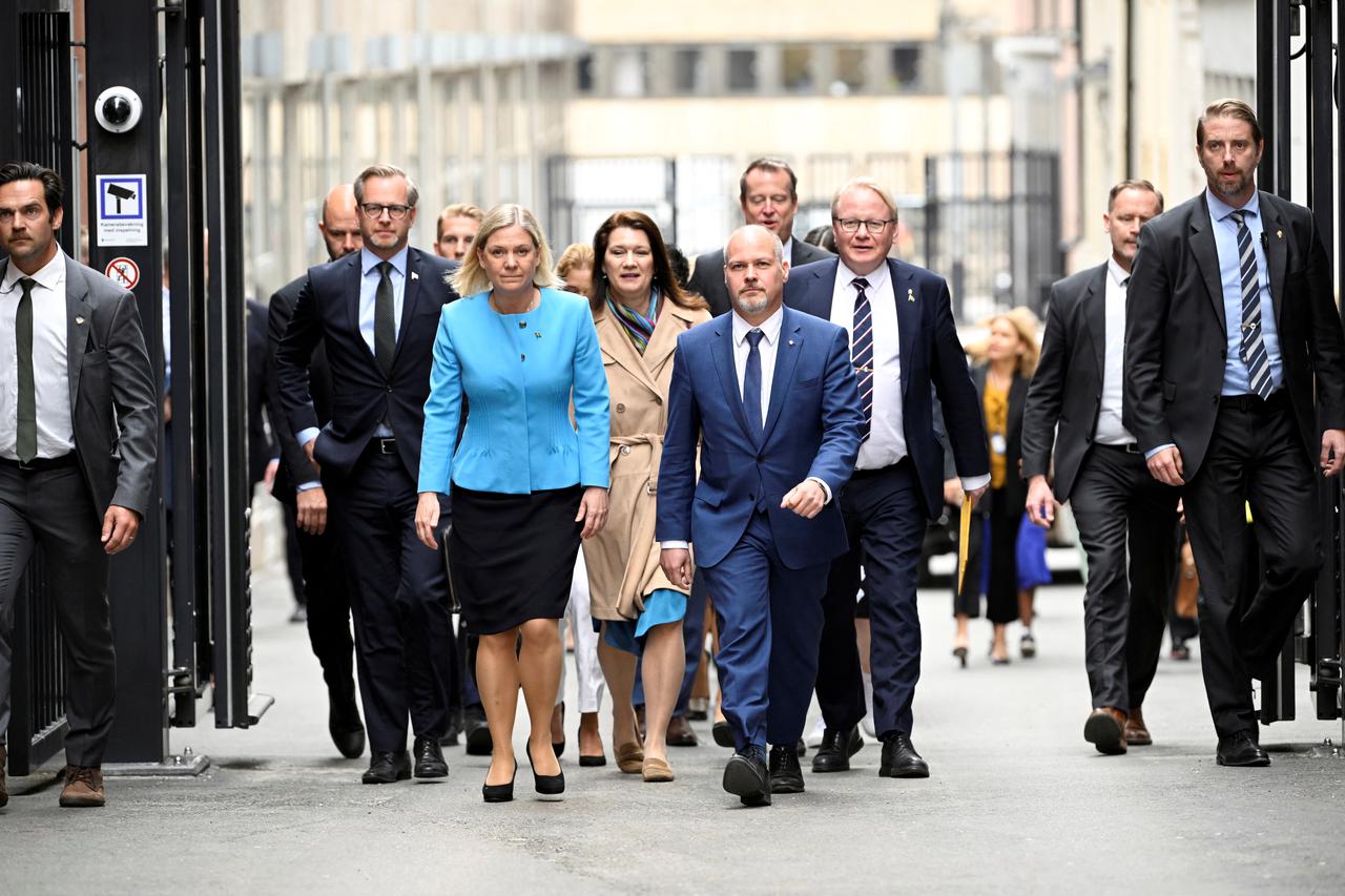 Swedish Prime Minister Magdalena Andersson attends a no-confidence vote in Stockholm