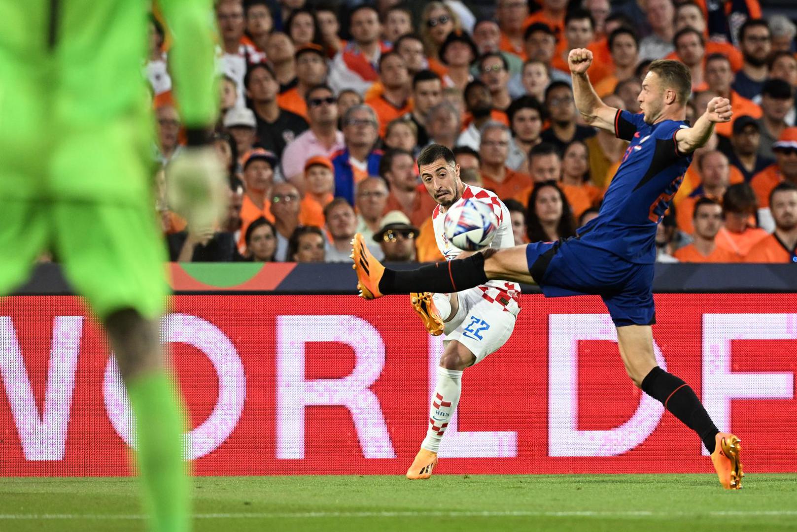 14.06.2023., stadion Feyenoord "De Kuip", Rotterdam, Nizozemska - UEFA Liga Nacija, polufinale, Nizozemska - Hrvatska. Josip Juranovic Photo: Marko Lukunic/PIXSELL