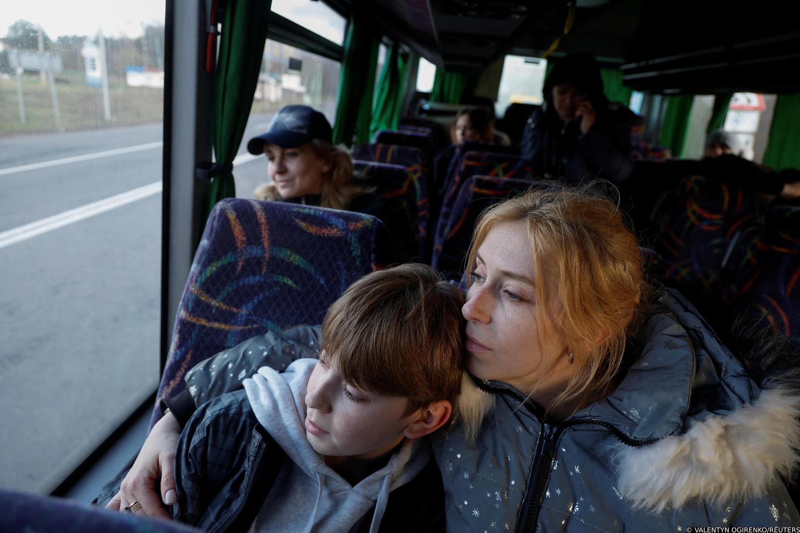 Alla Yatsentiuk embraces her 14-year-old son Danylo, who went to a Russian-organised summer camp from non-government controlled territories and was then taken to Russia, after returning via the Ukraine-Belarus border, in Volyn region, Ukraine April 7, 2023. REUTERS/Valentyn Ogirenko Photo: VALENTYN OGIRENKO/REUTERS