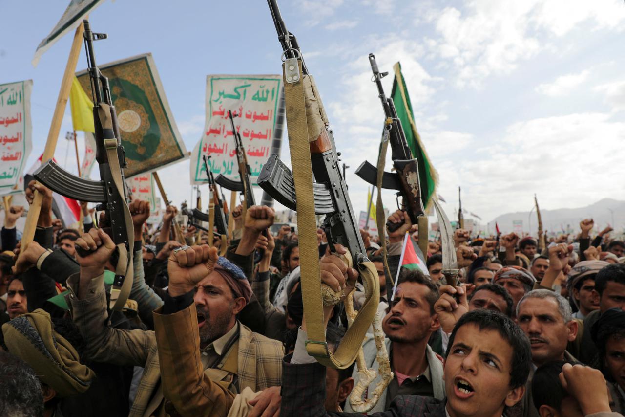 Rally in Sanaa in support of Palestinians and Lebanon's Hezbollah