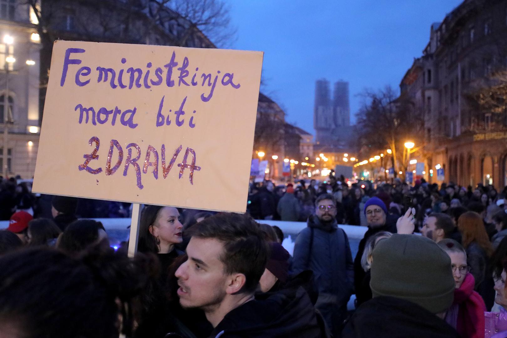 08.03.2024., Zagreb - Feministicki kolektiv fAKTIV organizirao je osmomartovski nocnom mars pod geslom „Feminizam i gotovo“. Photo: Tomislav Miletic/PIXSELL