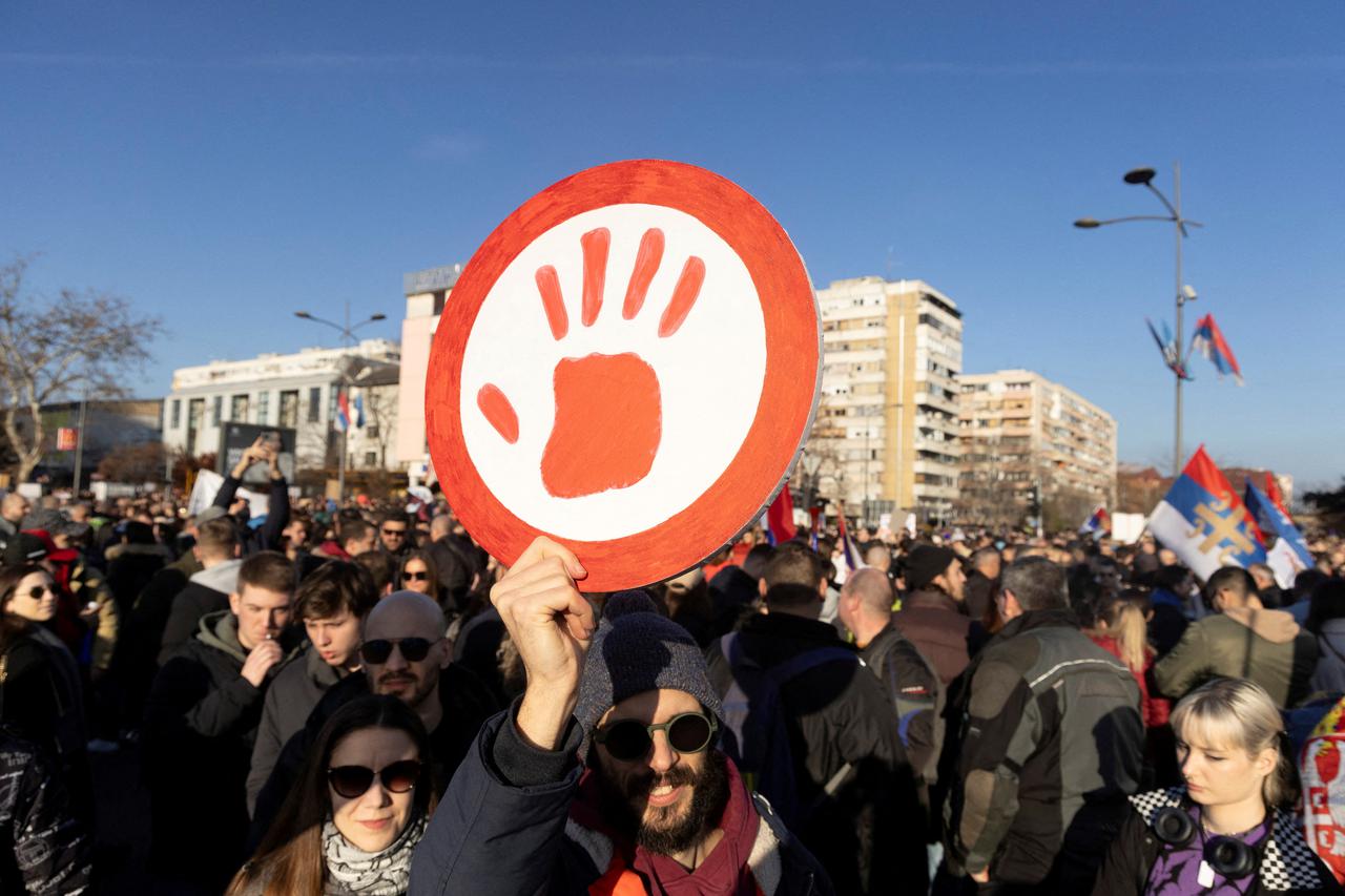 Anti government protest over the fatal railway station roof collapse in Novi Sad